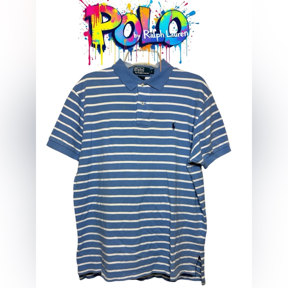 Polo by Ralph Lauren Blue and White Striped Polo Shirt